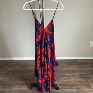 Blue and Red Floral Maxi Dress